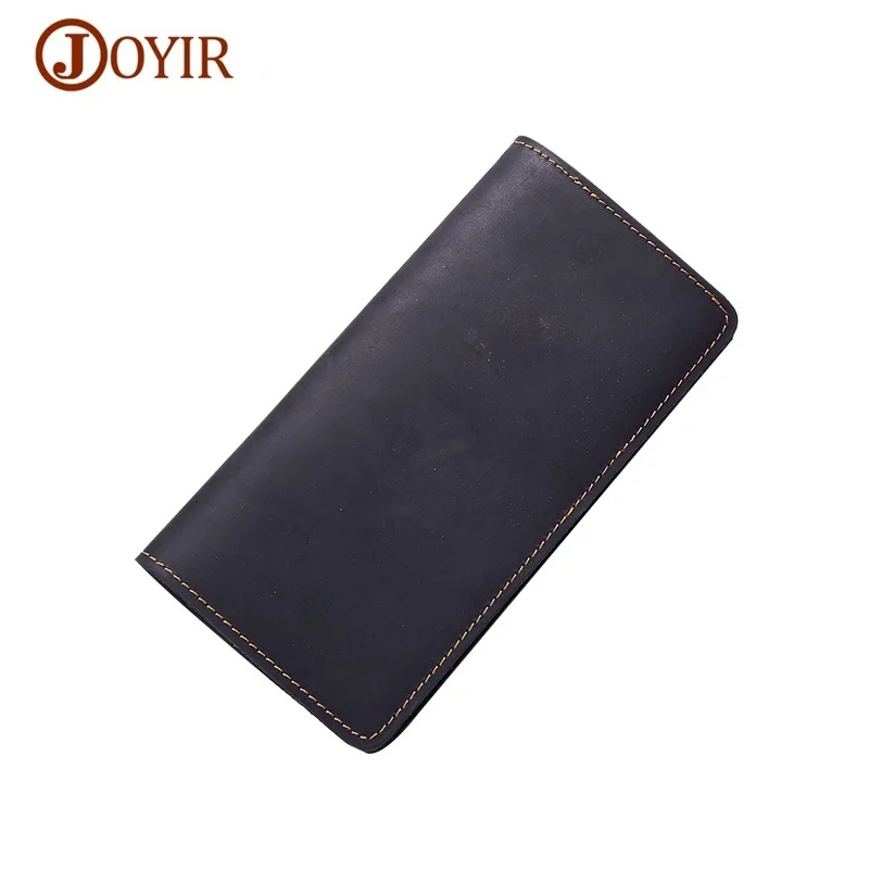 

100% Genuine Leather Men Wallets Travel Passport Covers Ticket Holder Credit Card Holders Crazy Horse Leather Male Long Purse