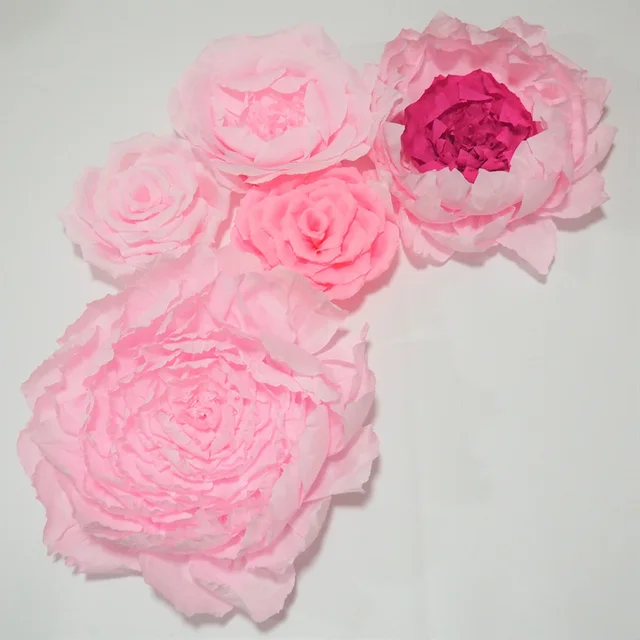 2018 baby pink giant crepe paper flowers aritificial backdrop 5pcs giant crepe paper flower