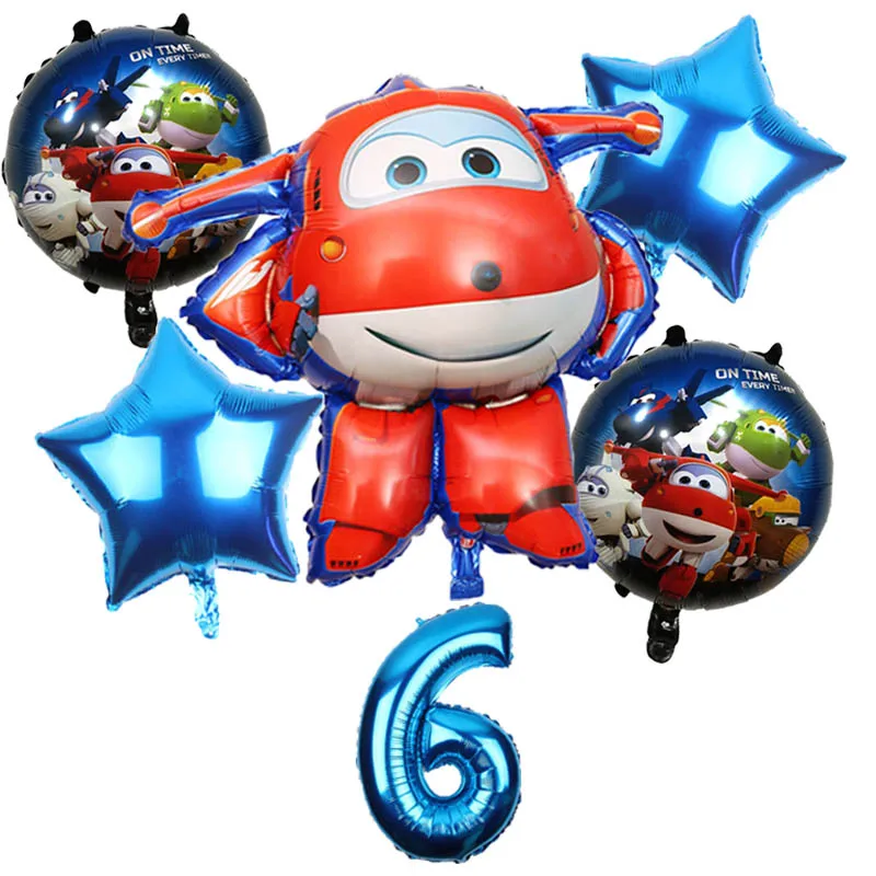 6 шт. 3D супер воздушный шар с крыльями Jett воздушные шары Супер Крылья игрушки День рождения украшения 32 дюймов Количество шар набор Globos поставки - Цвет: blue 6