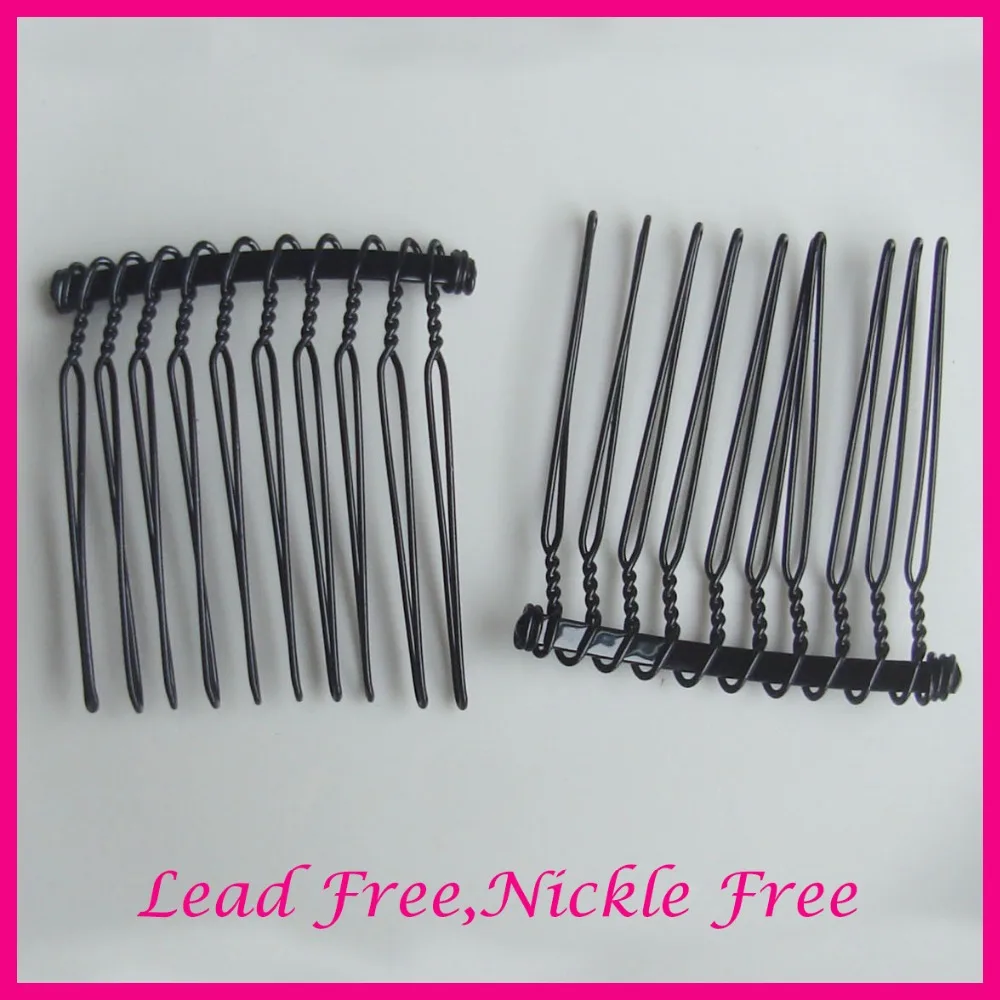 20PCS 10teeth Black Plain Metal Hair Combs side comb for DIY kids Crown