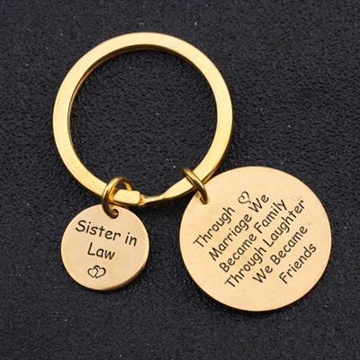 gold Sister In Law подарок на день рождения Porte Clef Brelok Bonus Sister подарок через брак мы стали семейный брелок ювелирные изделия брелок - Цвет: gold