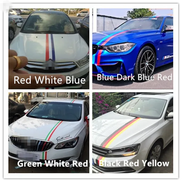 Креативные автомобильные Стикеры, Итальянский Французский флаг Германии, трехцветная полосная наклейка, наклейка на бампер, украшение автомобиля, наклейка на клейкую ленту 1 м