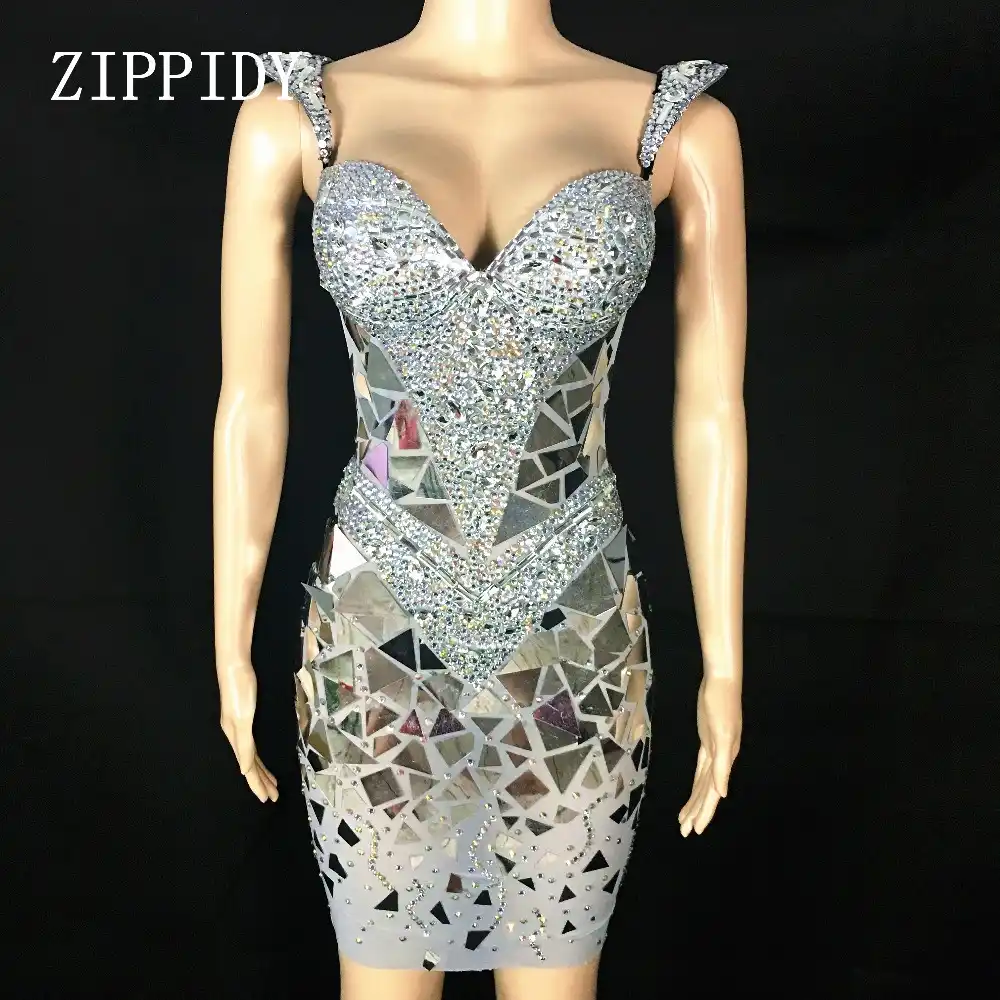 rhinestone silver dress