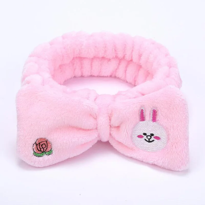 

2019 Women butterfly bow hair bands fashion Cartoon lace wash face headband girls hats headwear coral fleece hair accessories