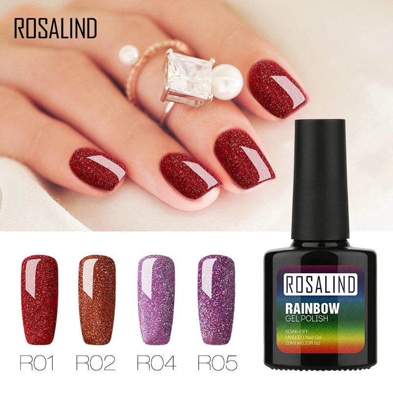 

ROSALIND Gel 1S Gel Nail Polish Bottle 10ML Rainbow Color Series UV LED Soak off Semi Permanent Nail Art