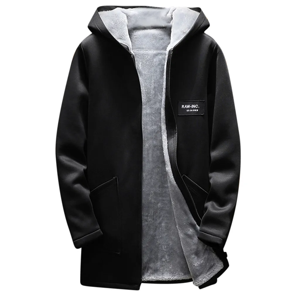 

JOYCODIN Men's Winter Medium length Hoodie Cashmere Thickened Jacket Coat Femme Outwear Female Coat Plus Size Winter