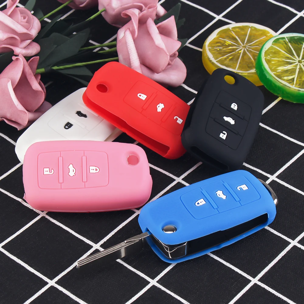 

Dandkey Silicone Car Key Cover Case Shell For VW Golf Bora Jetta POLO GOLF Passat For Skoda Octavia A5 Fabia For SEAT Ibiza Leon