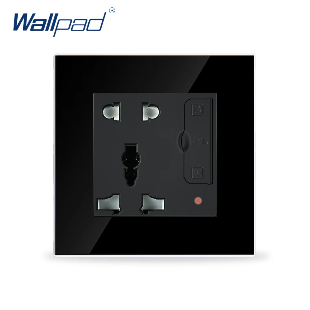 Горячая Распродажа Wallpad роскошная черная панель из закаленного стекла 86*86 мм 110в