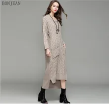 Robe Full Dress Dress Free Shipping Europe 2018 Autumn And New Warm Simple Fashion Twisting Flowers Lengthened Knitted