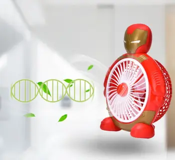 

Cartoon table fan iron man page summer small mini desktop gift student dormitory portable