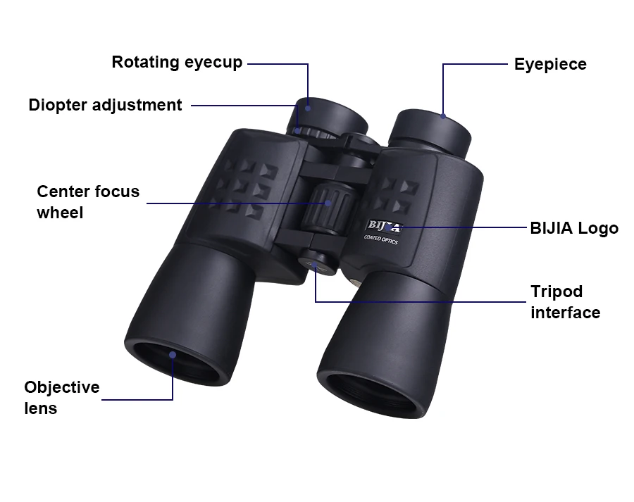 BIJIA 10x50 Бинокль Профессиональный телескоп HD широкоугольный оптический объектив FMC живой водонепроницаемый мощный охотничий открытый