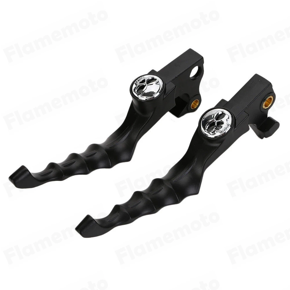 Black Motorcycle Brake Clutch Lever Skull Wide Hand For Harley Sportster XL XR 883 1200 2004-2013