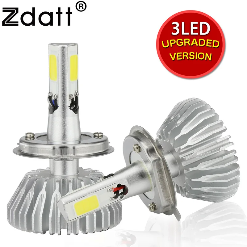 Zdatt 3 Sides Led H4 H7 H11 9005 HB3 9006 HB4 H8 LEDs Headlight Bulbs COB