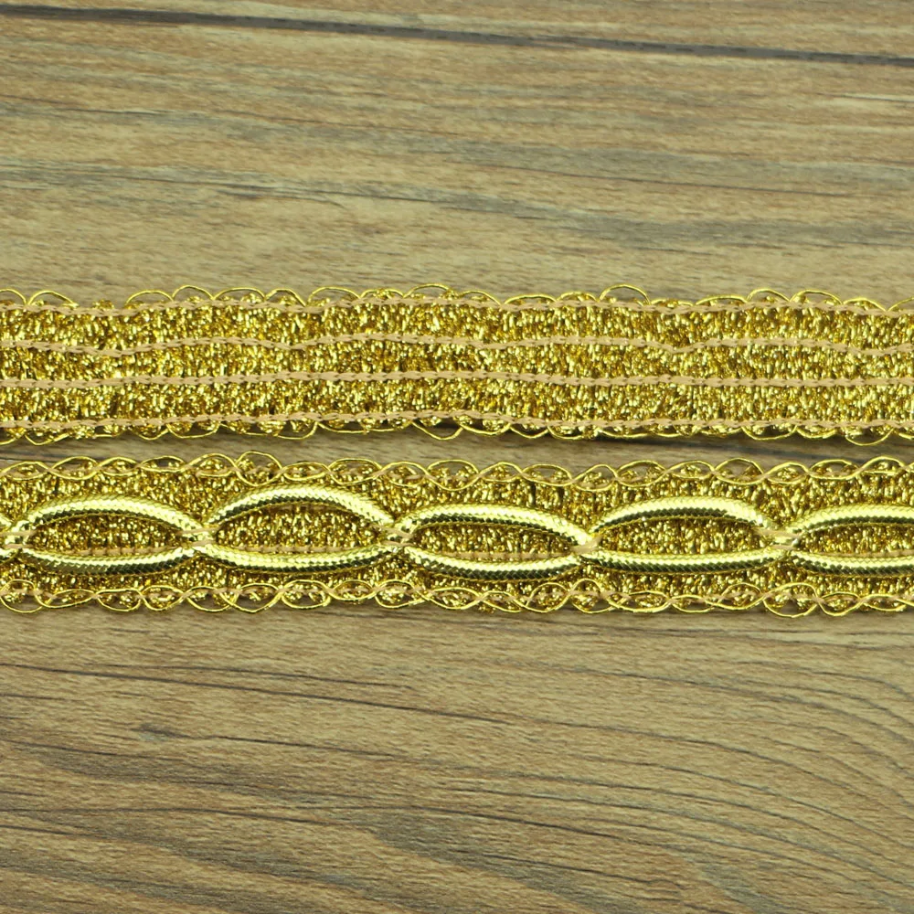 5 ярдов Золотой код Мода DIY Золотое кружево вязание узор изысканный ручной работы DIY аксессуары