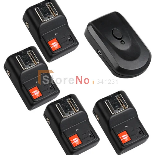 

Wansen PT-04 GY 4 Channels Wireless/Radio Flash Trigger SET with 4 Receivers For 580EX 430EX SB600 SB900 Free shipping