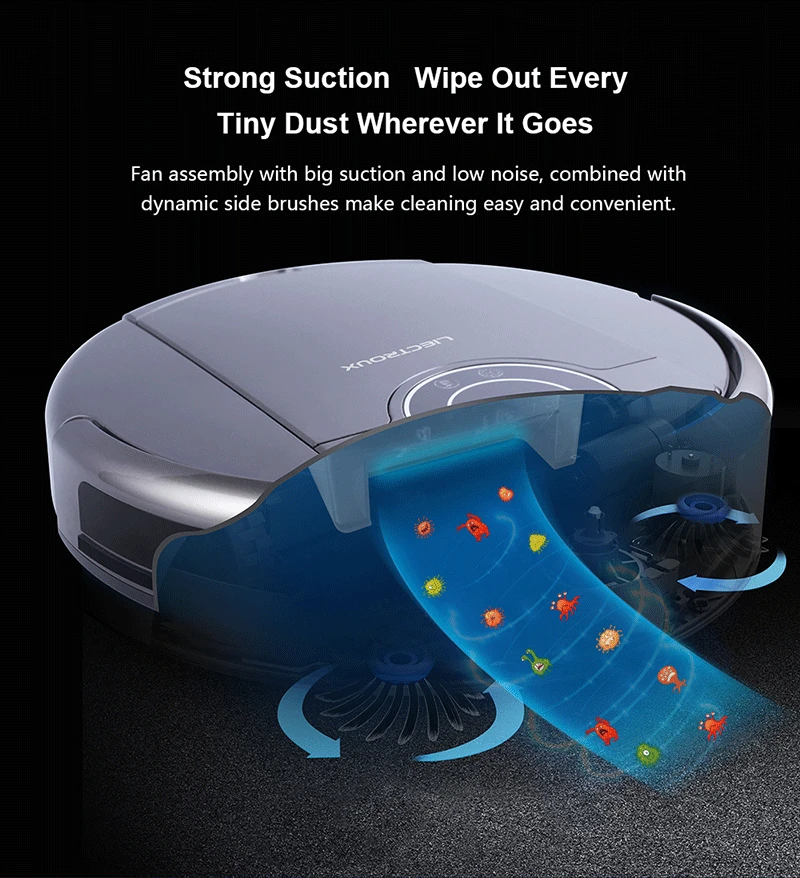 LIECTROUX ZK808 Robot Vacuum Cleaner,WiFi App,Map Display, 3000pa Suction,Smart Memory,Wet Dry Mop for Pet Hair and Floor&Carpet