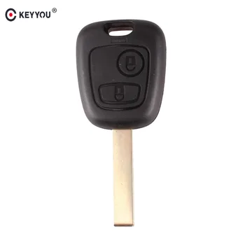 

KEYYOU 2 Buttons Car-styling Key Case Shell Blank On Side Of Blade For Citroen C2 C3 C4 Replacement With Groove