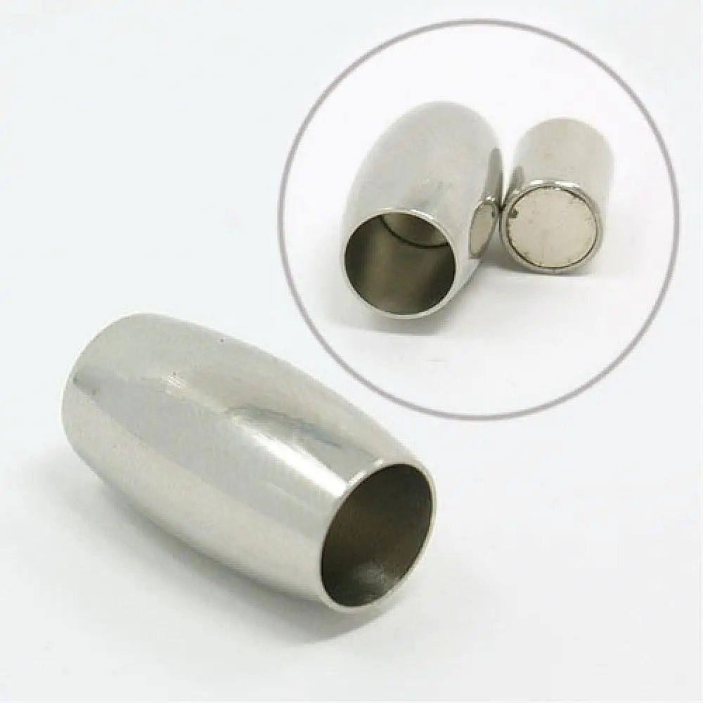 Barrel 304 Stainless Steel Clasps, Stainless Steel Color