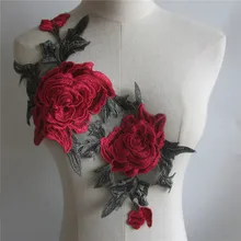 Розы вышитые нашивки цветы Цветочные наклейки-заплатки для воротника пришить на женское вечернее платье одежда патч Аппликация Украшение