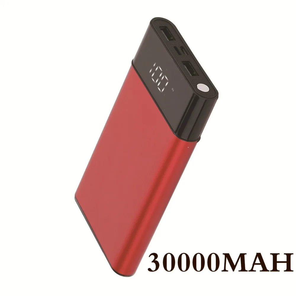 30000 мАч power bank быстрая зарядка тонкий Ультратонкий внешний аккумулятор с двумя usb-портами светодиодный цифровой дисплей портативное зарядное устройство для Xiaomi iPhone huawei