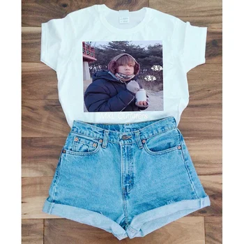 

HAHAYULE-JBH 1 pcs BTS Kpop Summer Fashion Women t-shirt Korean Fashion 100% Cotton Casual T-Shirt Funny Short Sleeves
