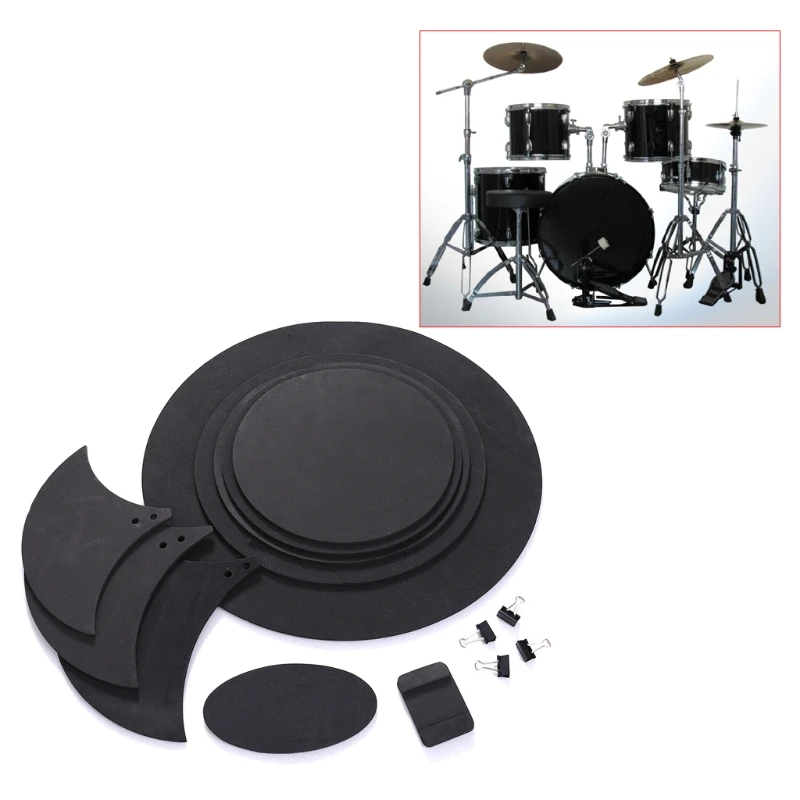 10pcs Bass Snare Drum Sound Off Mute Silencer Drumming Rubber Practice Pad Set | Спорт и развлечения