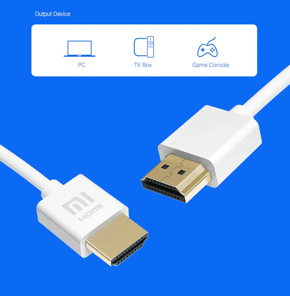 Xiaomi HDMI кабель HDMI в HDMI 3 М 1,5 м 4 к HD кабель Поддержка 3D 24 К позолоченный штекер 18 Гбит/с для Xiaomi tv проектор ТВ коробка