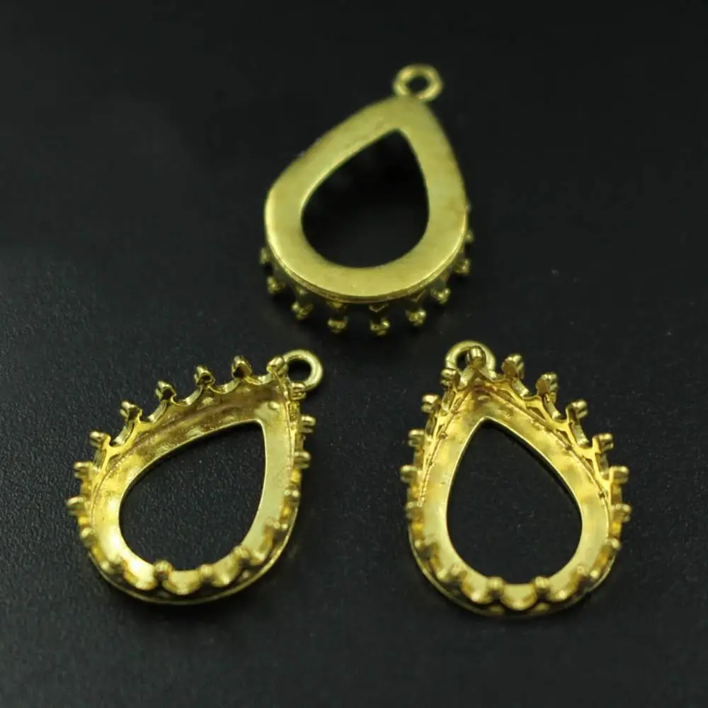 

Open Back Pendant Strong Crown Bezel Base Setting fit 10x14mm 18x25mm Drop Teardrop Cameo Cabochon Findings DIY Jewelry Making