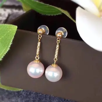 

free shipping gorgeous pair of south sea round 10-11mm white pearl earring 18k
