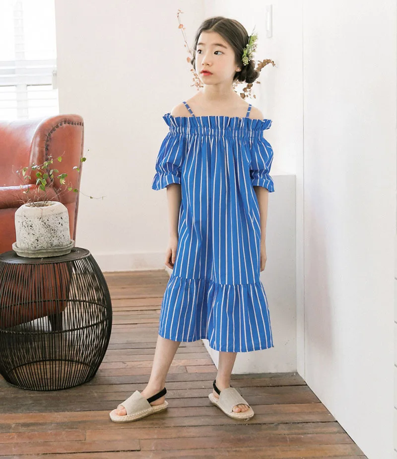 Baby Stripe Dress Summer Children Princess Dresses Girls Teenage Kids Mid Long Ruffles Mother And Daughter Clothes 2019 Fashion  4 16 17 18 5 6 7 8 9 10 11 12 13 14 15 years  little  big formal dresses girls cute girl dresses (4).jpg