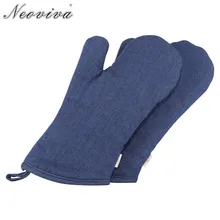 Neoviva хлопок джинсовая печь микроволновые перчатки рукавицы для взрослых набор из 2 твердых Индиго синий хлебопекарные печи варежки Wanten Handschoenen