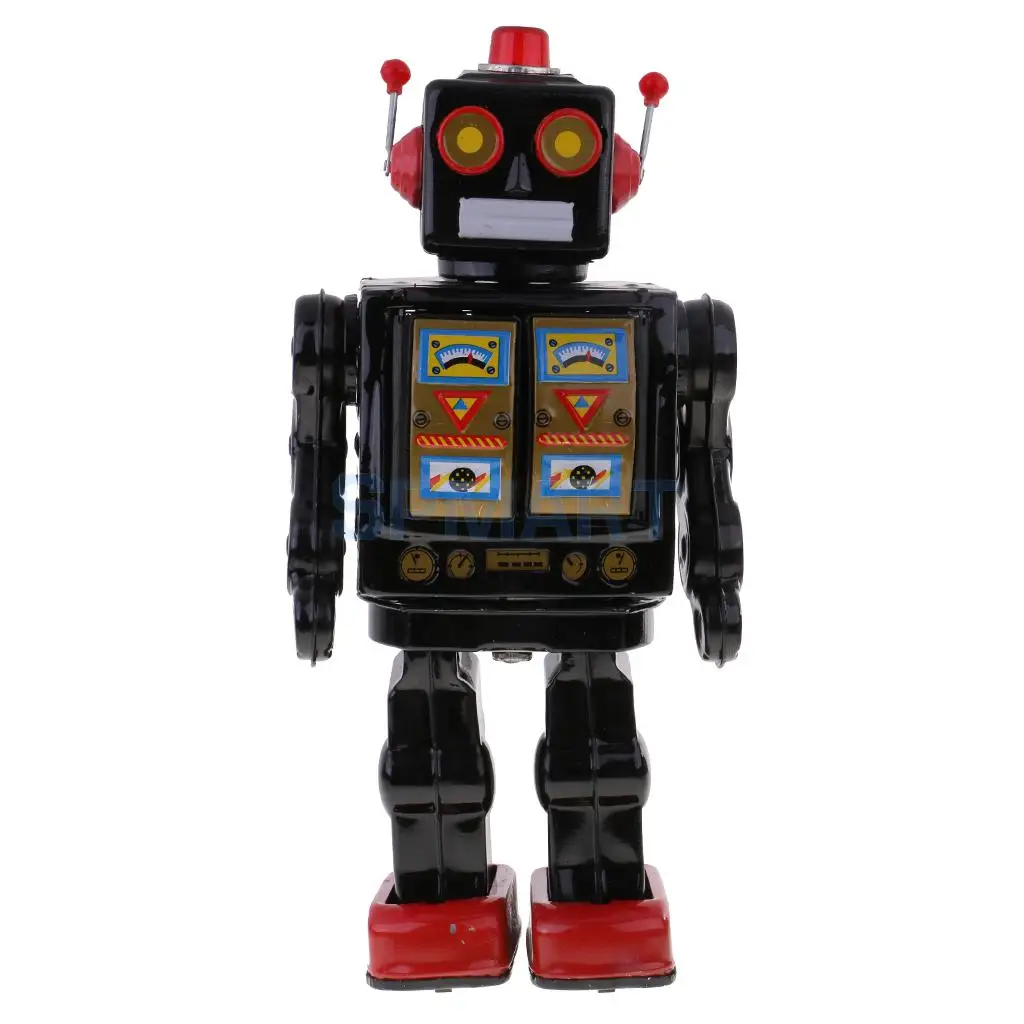 Ретро Винтаж на батарейках механический ходячий электрон жестяной робот игрушка коллекционные вещи детские игрушки для детей и взрослых подарки - Цвет: Black