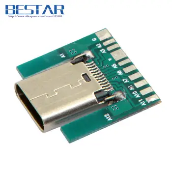 

DIY 24pin USB-C USB 3.1 Type C Female Socket Connector SMT type with PC Board