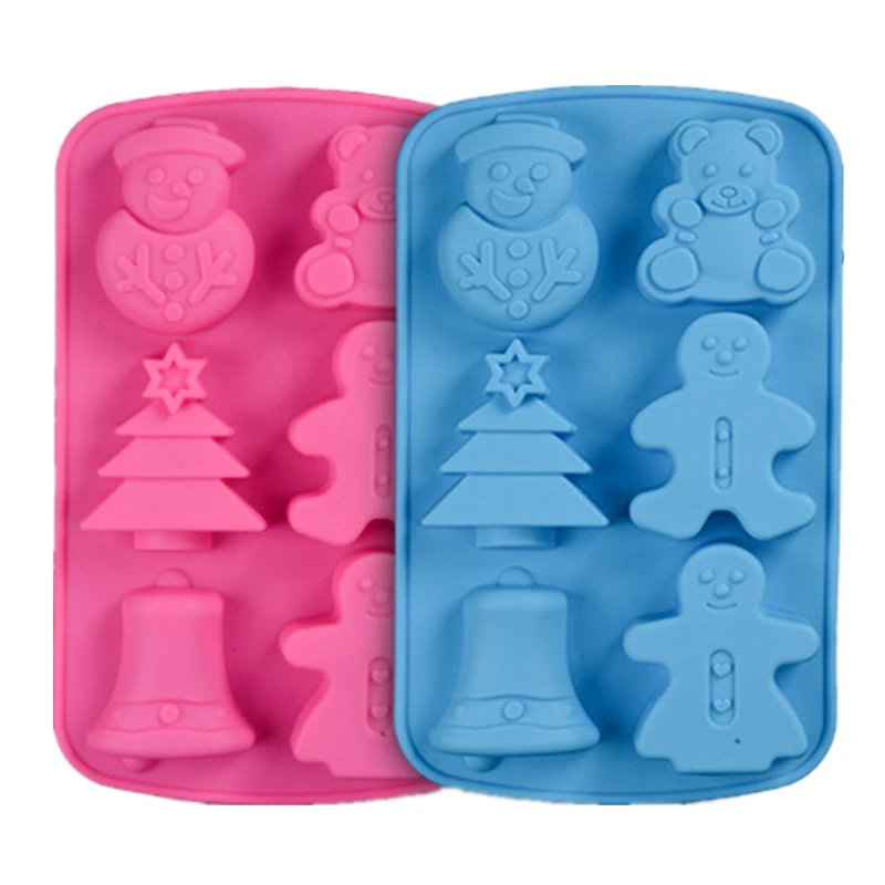 Cartoon Silicone Christmas Snowman And Christmas Tree Shape Cake Mold