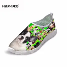 INSTANTARTS/женские кроссовки из сетчатого материала; дышащий светильник; сезон лето-весна; слипоны на плоской подошве; милые кроссовки с принтом пуделя Лабрадора Мопса