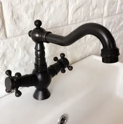 Swivel Spout Water Tap Oil Rubbed Black Bronze Dual Handle Single Hole Kitchen Sink & Bathroom Faucet Basin Mixer Tap anf360