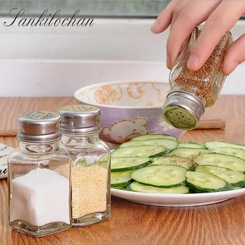 

4PC Transparent Spice jar seasoning jar kitchen condiment box Glass seal seasoning Box Storage Box Cruet Salt Pepper bottle AU31