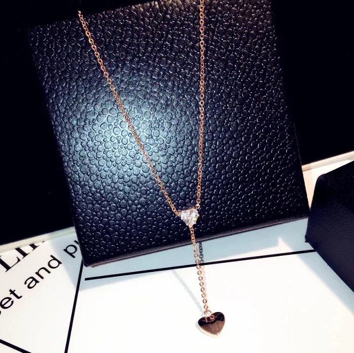 New stylish European and American classic Korean heart stone temperament wild clavicle chain | Украшения и аксессуары
