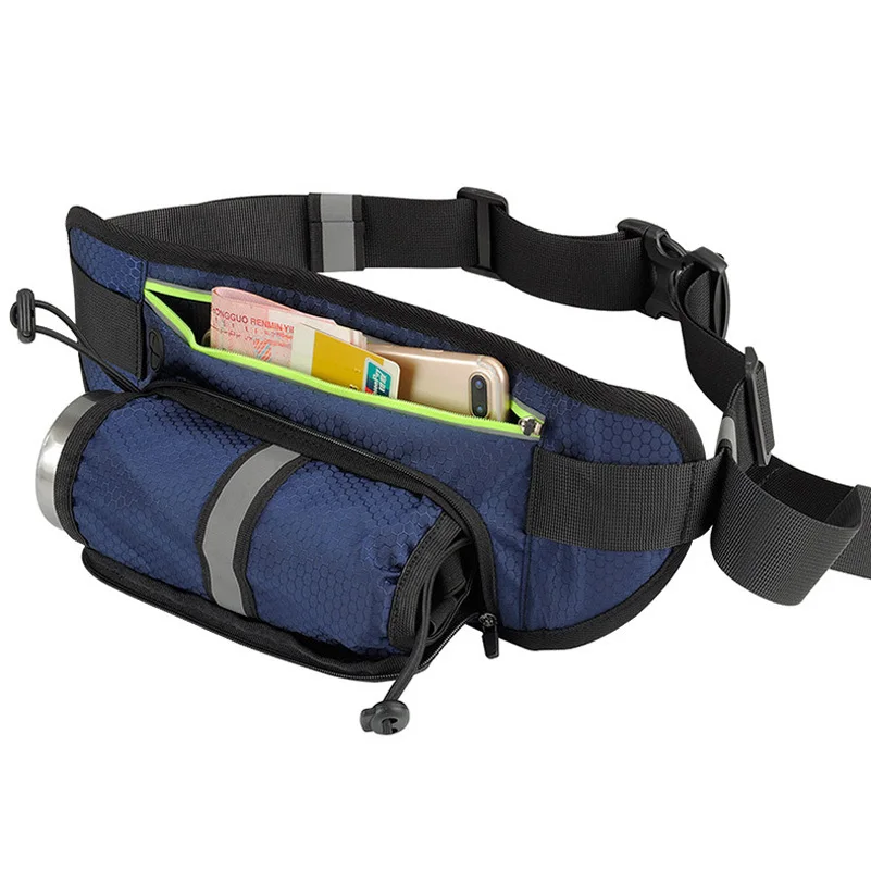 YUYU сумка на пояс для бега на открытом воздухе с держателем для воды, водонепроницаемая сумка для телефона, сумка на ремне для бега, женская спортивная сумка для занятий фитнесом - Цвет: Синий цвет