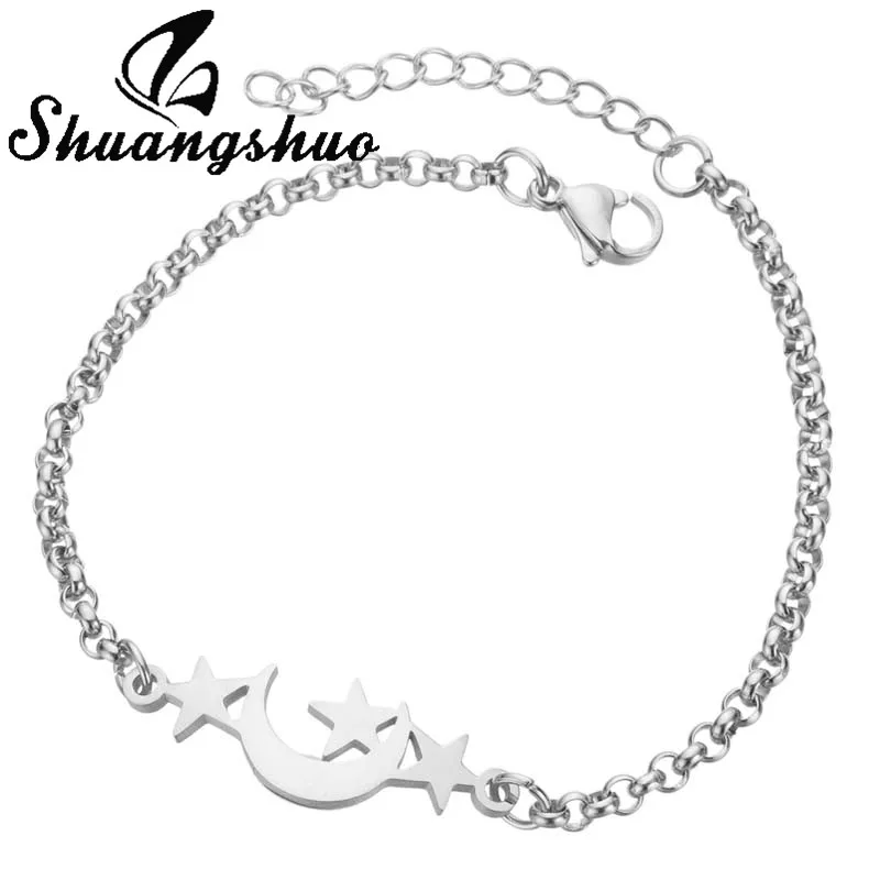 Shuangshuo богемные очаровательные браслеты со звездами из нержавеющей стали для женщин, ювелирные изделия, браслет на руку, браслет на цепочку с изображением слона, женские подарки - Окраска металла: Bracelet SL147S