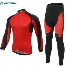XINTOWN Спорт на открытом воздухе Ropa Ciclismo велосипед Велоспорт Джерси Топ велосипед длинный рукав Экипировка куртка Красный комбинезон наборы