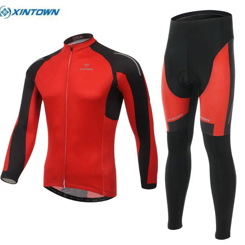 Mens Team Cycling Long Kit Jersey/&Bib Pants Set Long Sleeve Bike Bicycle Tights