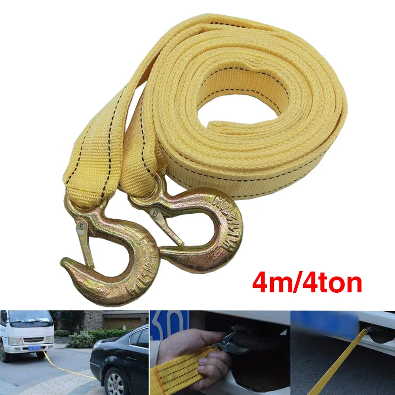 4Ton 4m Car Towing Rope Tow Cable Strap Towing Pull Rope with Hooks for
