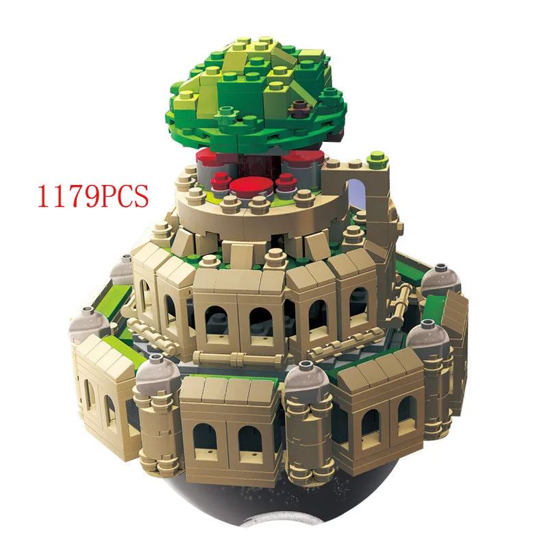 1179 шт. японский аниме замок в небе анимационная сцена MOC строительный блок Модель Кирпичи игрушки музыкальная шкатулка коллекция для детей Подарки
