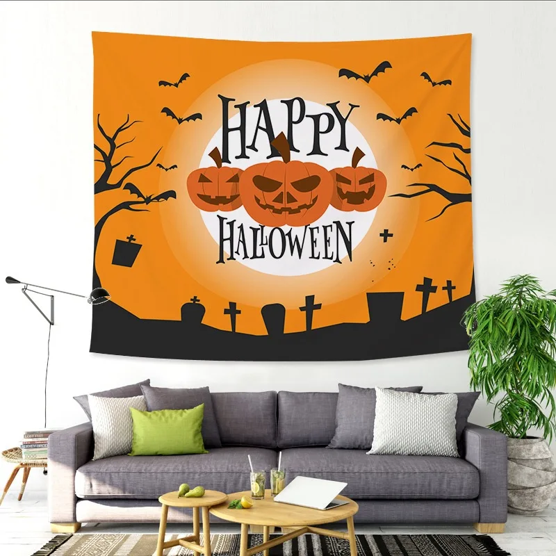 

Happy Halloween Multi-size Tapestries Plant Printed Wall Hanging Wall Decoration Tapestry Beach Mat Tablecloth Multipurpose
