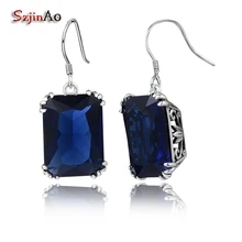 Szjinao богемные ювелирные изделия великолепные 925 пробы серебряные сапфировые серьги ручной работы для женщин Свадебные сувениры и подарки