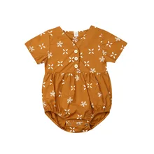 Pudcoco/ г. летняя одежда для новорожденных девочек; Печать на футболках с короткими рукавами; боди; одежда оранжевого цвета; повседневная одежда