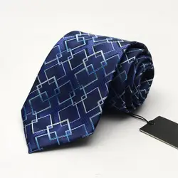 Новинка 2017 года Для Мужчин's Бизнес костюм синий с геометрическим узором галстук 9 см плюс Размеры блок hotel групповая работа Конференции