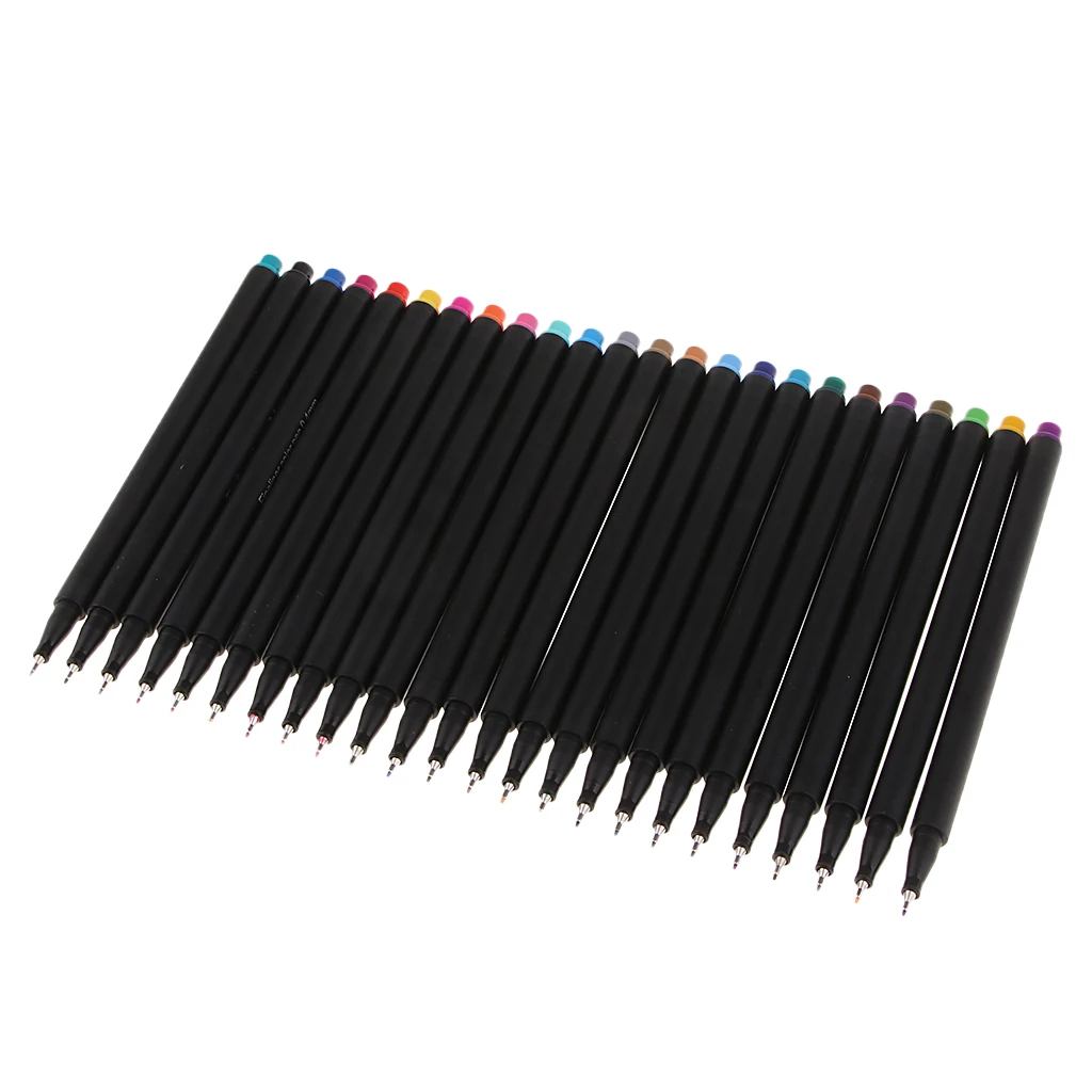 24 Colors Fineliner Pens Set,Fine Tip Colored Writing Drawing Markers Pens Fine Line Point Pens for Bullet Journal Planner Diary