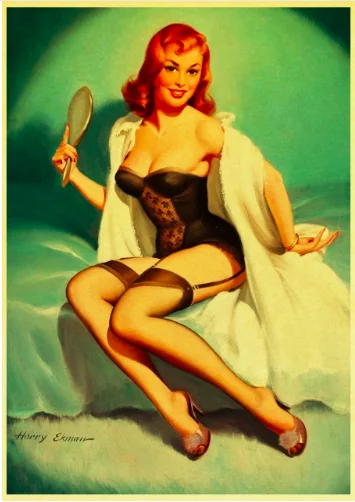 Винтажный WW II сексуальный Pin Up Girl Классический Холст Картина винтажная стена